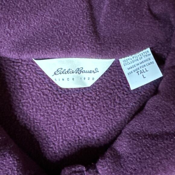 Eddie‎ Bauer Polartec Jacket Polyester Burgundy Collared Button Up Fleece L Tall - Picture 4 of 5